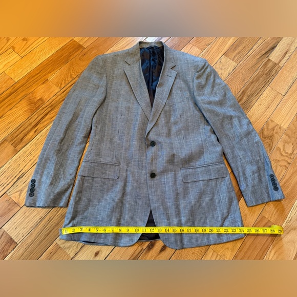 Brooks Brothers Blazer Mens 42L Blue/Black Linen/Wool Window Pane Jacket Sports - Picture 14 of 14